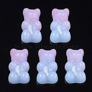 Opaque Resin Cabochons, with Glitter Powder, Two Tone, Bear, Light Sky Blue, 18x11x8mm(CRES-S303-53-B05)