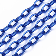Handmade Transparent ABS Plastic Cable Chains, Oval, Blue, 19.29 inch~19.68 inch(49~50cm), Link: 13x7.5x1.5mm(X-KY-S166-001A)
