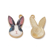 Rack Plating Alloy Enamel Pendants, Light Gold, Rabbit Head Charm, Colorful, 19x12x2mm, Hole: 1.2mm(ENAM-K050-04B)