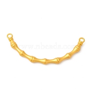 Rack Plating Alloy Connector Charms, Curved Bamboo Stick Links, Matte Gold Color, 25x63x4.5mm, Hole: 2.8mm(PALLOY-M201-02MG)