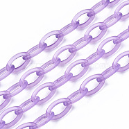 Handmade Transparent ABS Plastic Cable Chains, Oval, Medium Purple, 19.29 inch~19.68 inch(49~50cm), Link: 13x7.5x1.5mm(X-KY-S166-001C)