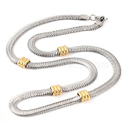 304 Stainless Steel Flat Snake Chain Necklaces for Women, Golden & Stainless Steel Color, 21.42 inch(54.4cm)(NJEW-G140-04GP)