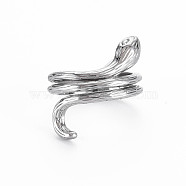 Snake Shape Rack Plating Alloy Cuff Rings, Open Rings, Cadmium Free & Lead Free, Platinum, US Size 7 1/4(17.5mm)(RJEW-Q163-026B-RS)