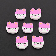 Handmade Polymer Clay Cabochons, Frog, Hot Pink, 9~10.5x8~9.5x2mm, about 235pcs/50g(X-CLAY-N006-141)