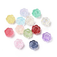 Transparent Spray Painted Glass Beads, Lotus, Mixed Color, 13x14x6mm, Hole: 1.2mm(GLAA-I050-03)
