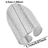 304 Stainless Steel Open Cuff Ring, Wide Band Ring, Stainless Steel Color, Inner Diameter: 17mm(PW-WG41394-01)