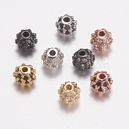 Brass Micro Pave Cubic Zirconia Beads, Round, Mixed Color, 4mm, Hole: 0.5mm(ZIRC-E143-17)