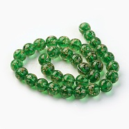 Handmade Gold Sand Lampwork Beads Strands, Luminous, Round, Green, 12mm, Hole: 1.4mm, about 33pcs/strand, 14.3 inch(40cm)(LAMP-P051-L01-12mm)