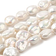 Natural Baroque Pearl Keshi Pearl Beads Strands, Cultured Freshwater Pearl, Nuggets Button, Grade 3A+, Old Lace, 11.5~12x10~11x5.5~7mm, Hole: 0.7mm, about 32pcs/strand, 15.83~16.02''(40.2~40.7cm)(PEAR-E016-020)