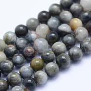 Natural Hawk's Eye Beads Strands, Eagle Eye Stone, Round, Grade B, 6~6.5mm, Hole: 1mm, about 64pcs/strand, 15.5 inch(39.5cm)(G-L478-01-6mm)