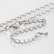 Alloy & Iron Cable Chain Necklace Making, with Lobster Claw Clasps, Platinum, 32.7 inch(MAK-N027-02)