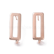 201 Stainless Steel Stud Earring Findings, with Vertical Loop and 316 Stainless Steel Pin, Rectangle, Real Rose Gold Plated, 22x8mm, Hole: 1mm, Pin: 0.7mm(STAS-K241-04RG)