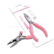 Carbon Steel Pliers, Jewelry Making Supplies, Needle Nose Pliers, Pink(TOOL-PW0004-03N)