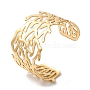 Titanium Steel Branch Open Cuff Bangles for Women, Real 18K Gold Plated, 1-3/4 inch(4.5cm), Inner Diameter: 2-1/2 inch(6.2cm)(BJEW-G719-01G)