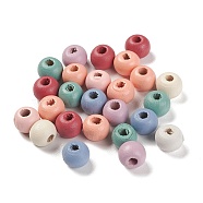 Spray Painted Natural Maple Wood Beads, Round, Mixed Color, 8.5x6.5mm, Hole: 2.5mm, about 3000pcs/500g(WOOD-M007-01A)