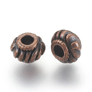 Tibetan Style Spacer Beads, Cadmium Free & Nickel Free & Lead Free, Rondelle, Red Copper, 6x4mm, Hole: 2mm(TIBEB-Q39-R-FF)
