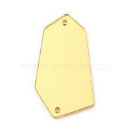 Irregular Hexagon Shape Acrylic Mirror Sew on Rhinestones, Garments Accessories, Gold, 30.5x17x1.3mm, Hole: 1.2mm(MACR-G065-08A-02)