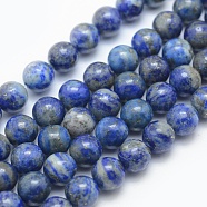 Natural Lapis Lazuli Beads Strands, Round, 10mm, Hole: 1mm, about 38pcs/strand, 15.5 inch(39.37cm)(G-E489-01-10mm)