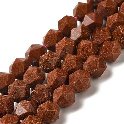 Synthetic Goldstone Beads Strands, Star Cut Round Beads, Faceted, 9~10x10mm, Hole: 1mm, about 39pcs/strand, 15.16''~15.39''(38.5~39.1cm)(G-K382-A17-03)