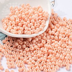Baking Paint Glass Seed Beads, Round, PeachPuff, 4x3mm, Hole: 1.2mm, about 7650pcs/pound(SEED-H002-I-A519)