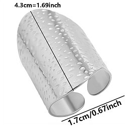 Non-Tarnish 304 Stainless Steel Open Cuff Ring, Wide Band Ring, Stainless Steel Color, Inner Diameter: 17mm(PW-WG41394-01)