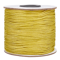 PandaHall Elite 1 Roll Nylon Thread, Chinese Knot Cord, Round, Gold, 1.5mm, about 100 yards/roll(NWIR-PH0002-19)