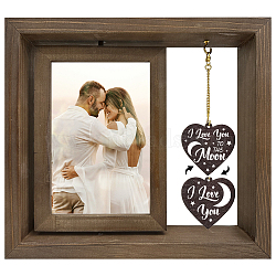 Valentine's Day Double Sided Wooden Rotating Photo Frames with DIY Word Heart Charm, for Tabletop Decoration, Word I Love You to The Moon, Moon, 210x230x15mm(DJEW-WH0076-001)