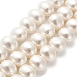 Electroplated Shell Pearl Beads Strands, Potato, Seashell Color, 11.5x13x10mm, Hole: 0.9mm, about 34pcs/strand, 15.63 inch(39.7cm)(BSHE-C009-03B)