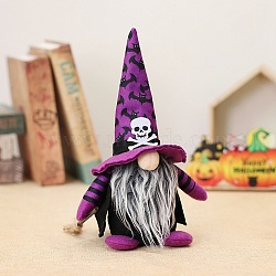 Cloth & Non-woven Fabric Gnome Doll Display Decorations, for Halloween Home Party Decoration, Purple, 100x80x270mm(HAWE-PW0002-01B)