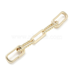 Brass Ends with Chains, Chain Extender, Real 18K Gold Plated, 68x8mm(KK-M308-16G)