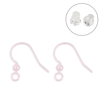 Hypoallergenic Bioceramics Zirconia Ceramic Earring Hooks, No Fading and Nickel Free, Pink, 16x1mm, Hole: 2mm