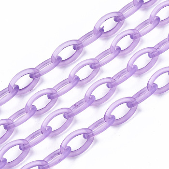 Handmade Transparent ABS Plastic Cable Chains, Oval, Medium Purple, 19.29 inch~19.68 inch(49~50cm), Link: 13x7.5x1.5mm