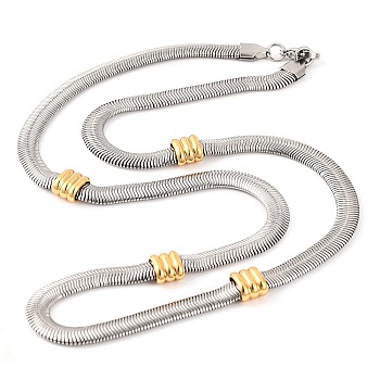 304 Stainless Steel Flat Snake Chain Necklaces for Women, Golden & Stainless Steel Color, 21.42 inch(54.4cm)