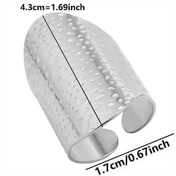 304 Stainless Steel Open Cuff Ring, Wide Band Ring, Stainless Steel Color, Inner Diameter: 17mm