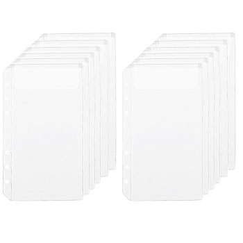 12Pcs PVC Binder Pages, Sleeve Page Protectors, Rectangle, Clear, 180x104x0.4mm, Hole: 5mm, Inner Diameter: 170x93mm