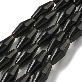 Natural Obsidian Beads Strands, Bicone, 14~15x6mm, Hole: 1mm, about 25~26pcs/strand, 14.57~15.16''(37~38.5cm)