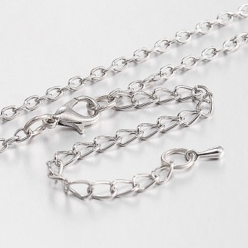 Alloy & Iron Cable Chain Necklace Making, with Lobster Claw Clasps, Platinum, 32.7 inch