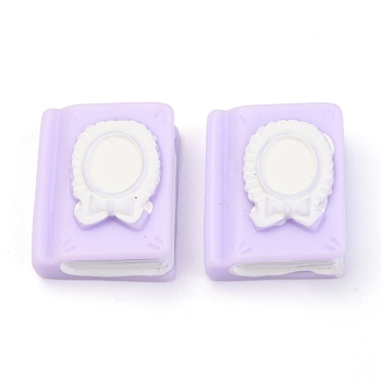Resin Cabochons, Macaron Color, Book, Lilac, 25x20x10mm