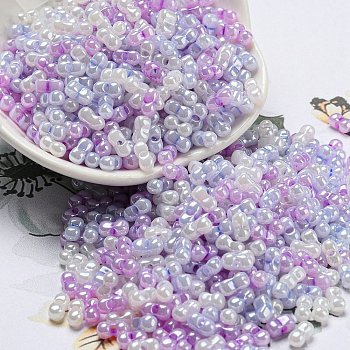 Glass Seed Beads, Opaque Colours Luster, Peanut, Colorful, 6x3x3mm, Hole: 1.2mm, about 4000pcs/pound