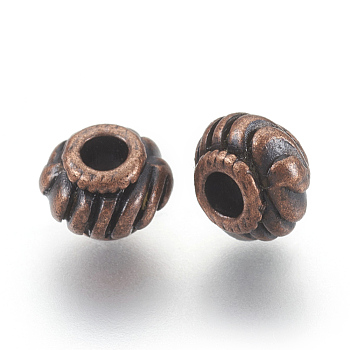 Tibetan Style Spacer Beads, Cadmium Free & Nickel Free & Lead Free, Rondelle, Red Copper, 6x4mm, Hole: 2mm