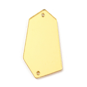 Irregular Hexagon Shape Acrylic Mirror Sew on Rhinestones, Garments Accessories, Gold, 30.5x17x1.3mm, Hole: 1.2mm