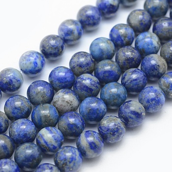 Natural Lapis Lazuli Beads Strands, Round, 10mm, Hole: 1mm, about 38pcs/strand, 15.5 inch(39.37cm)
