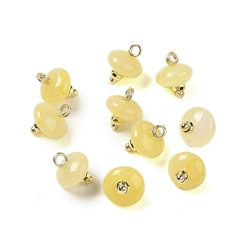 Natural Yellow Aventurine Rondelle Charms with Rack Plating Brass Loops, Real 18K Gold Plated, Long-Lasting Plated, 9.5~11x8~8.5mm, Hole: 1.8mm