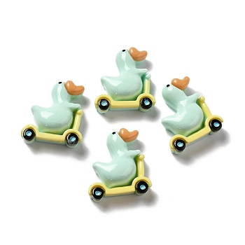 Opaque Resin Cabochons, Scooter Duck, Pale Turquoise, 23x20x7mm