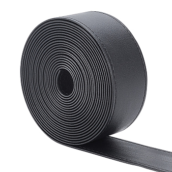 4M Flat Imitation Leather Cord, for Bag Strap Making, Black, 40x1.8mm, about 4.37 Yards(4m)/Roll