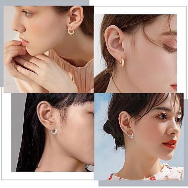 Crescent Moon Chunky Stud Earrings Half Hoop Earrings Open Oval Drop Earrings Teardrop Hoop Dangle Earrings Pull Through Hoop Earrings Statement Jewelry Gift for Women(JE1089C)-7