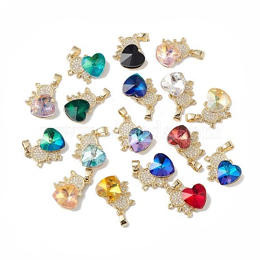 Real 18K Gold Plated Mixed Color Human Brass+Cubic Zirconia Pendants