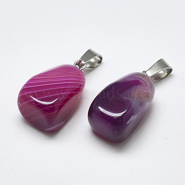 Natural Banded Agate/Striped Agate Pendants(G-T122-20B)-2