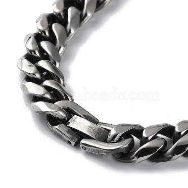 Ion Plating(IP) 304 Stainless Steel Cuban Link Chain Necklace(NJEW-P288-01A-AS)-3