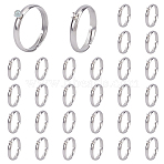 30Pcs 304 Stainless Steel Cuff Ring Components, 4 Claw Prong Ring Settings, Stainless Steel Color, Tray: 3x3mm, 3mm, Inner Diameter: 17mm(STAS-HY0001-92)